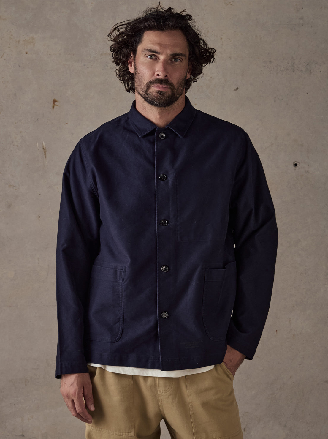 McTavish - Moleskin Worker Jacket - Dark Blue