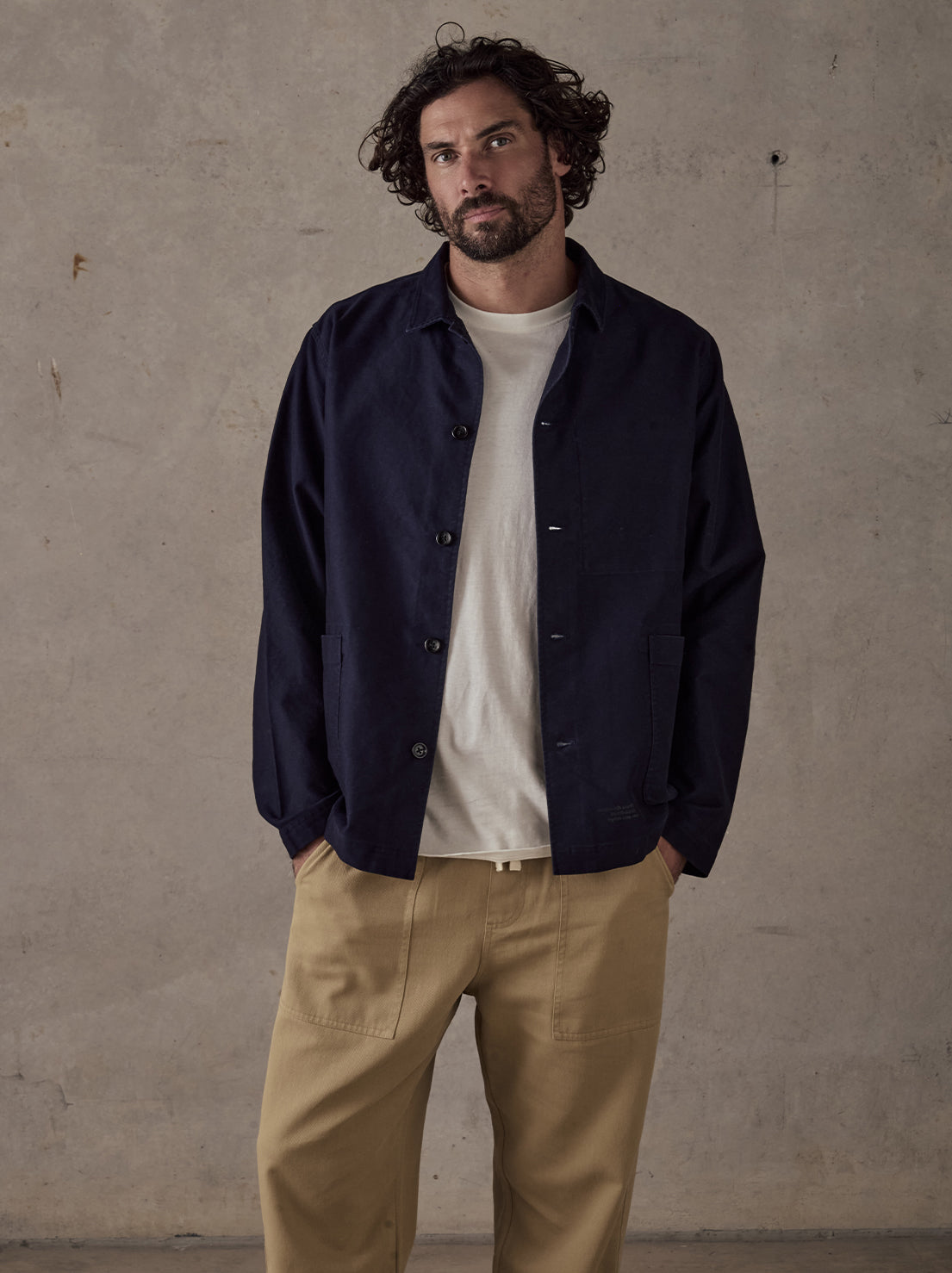 McTavish - Moleskin Worker Jacket - Dark Blue