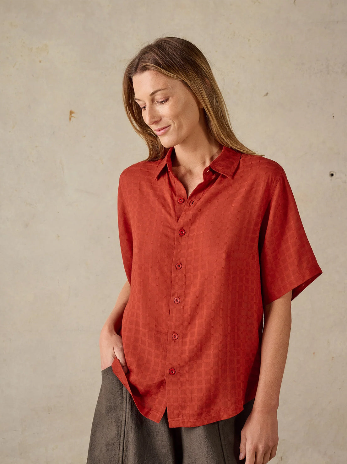 McTavish - Oversized Short Sleeve Shirt - Rust