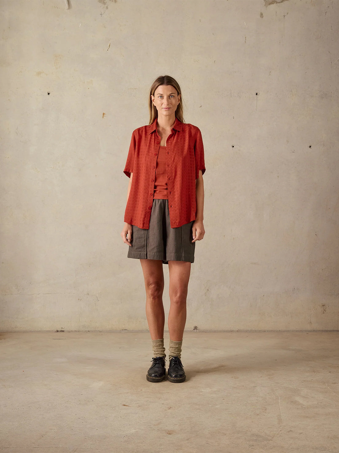 McTavish - Oversized Short Sleeve Shirt - Rust