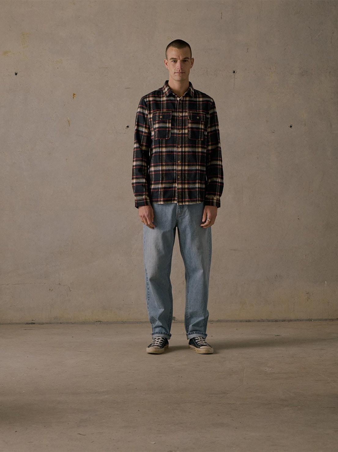 McTavish - Twin Pocket Flannel Shirt - Black Multi