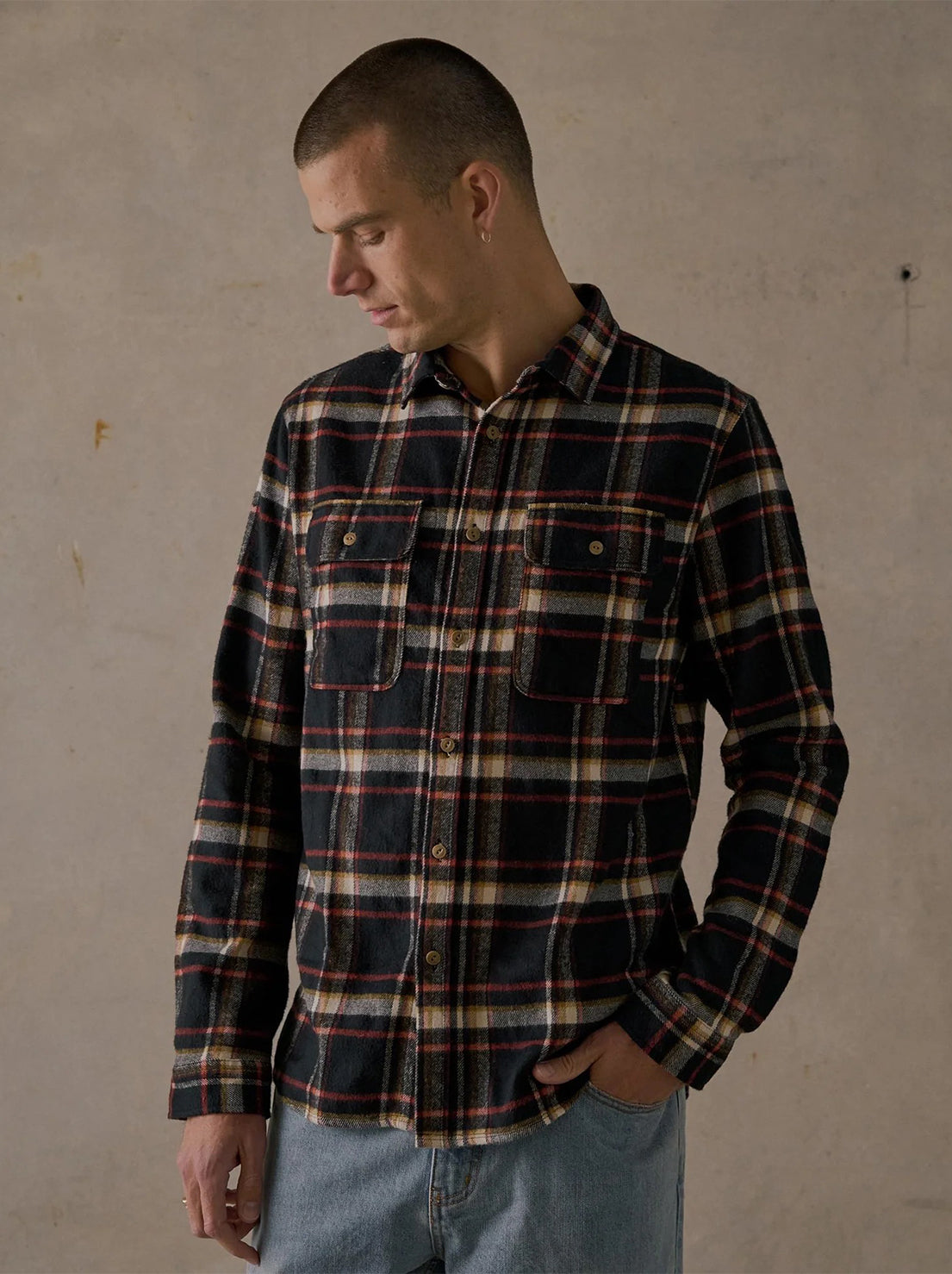 McTavish - Twin Pocket Flannel Shirt - Black Multi