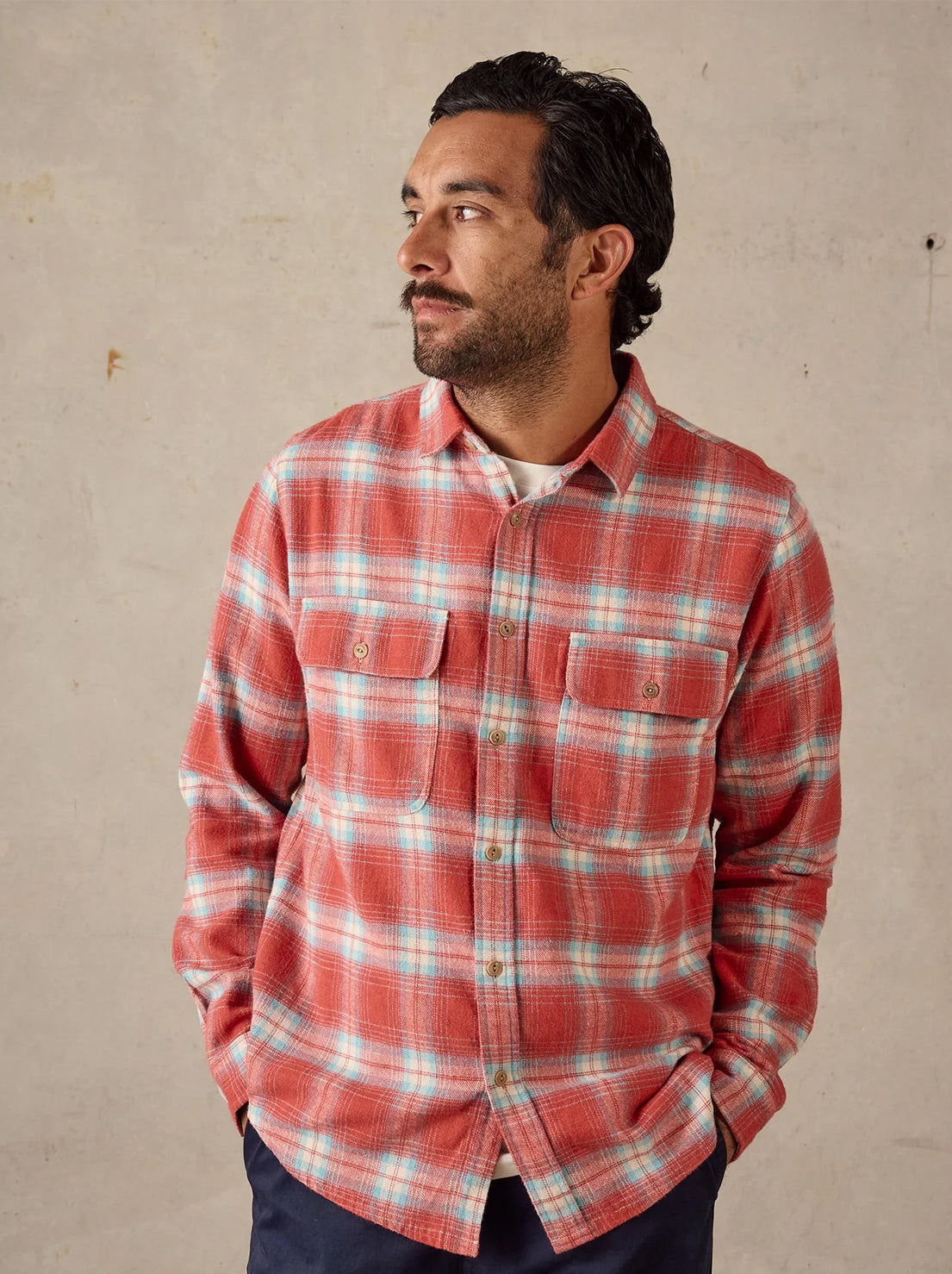 McTavish - Twin Pocket Flannel Shirt - Red Multi