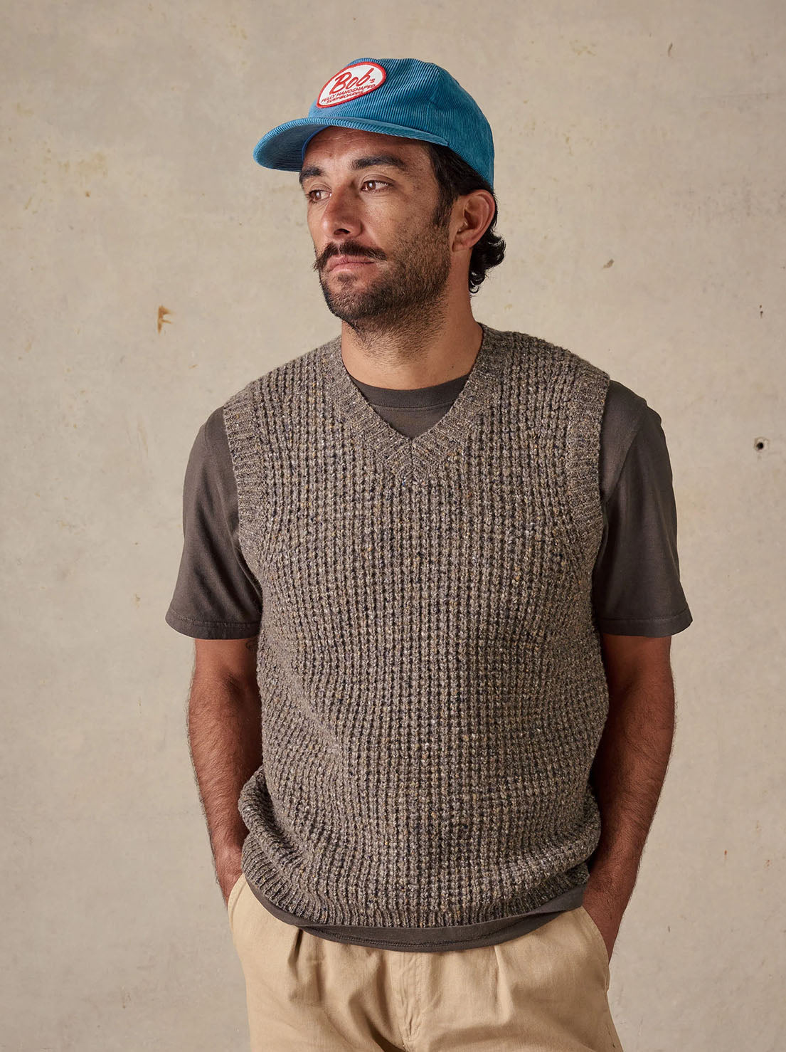 McTavish - Vee Knit Vest - Brown Multi