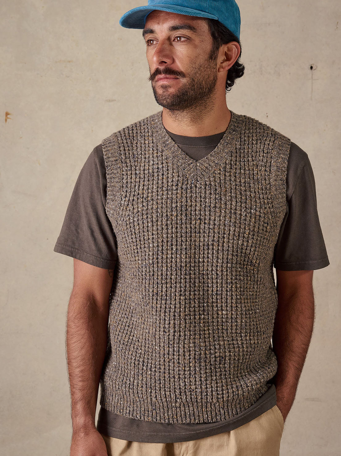 McTavish - Vee Knit Vest - Brown Multi