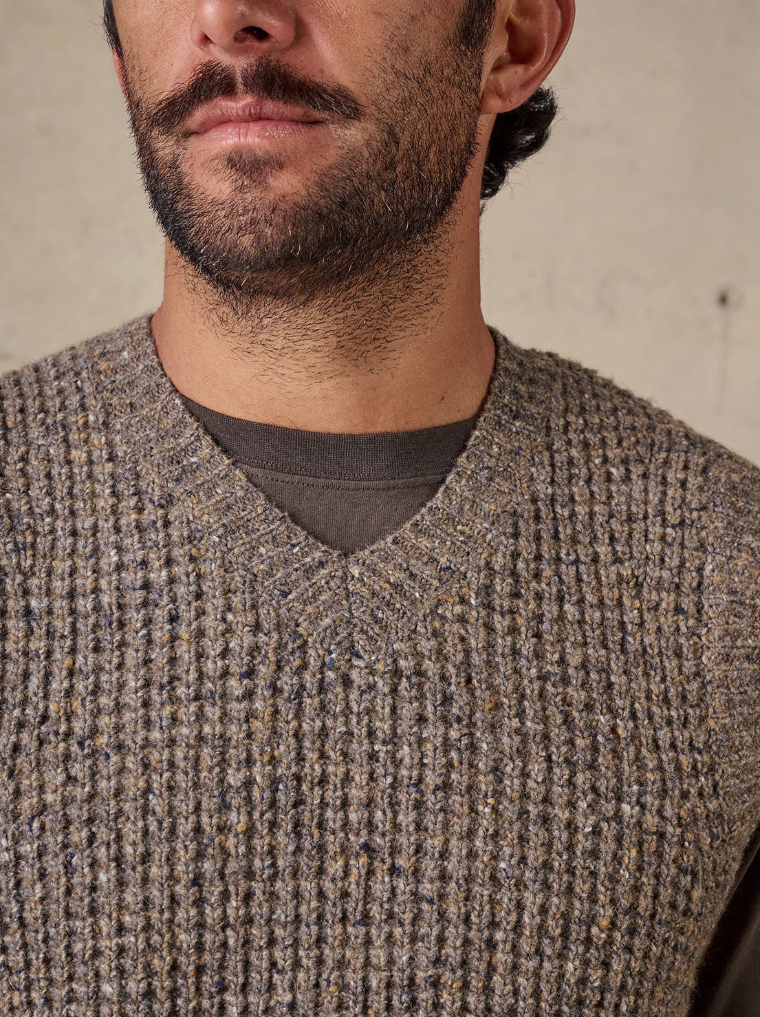 McTavish - Vee Knit Vest - Brown Multi