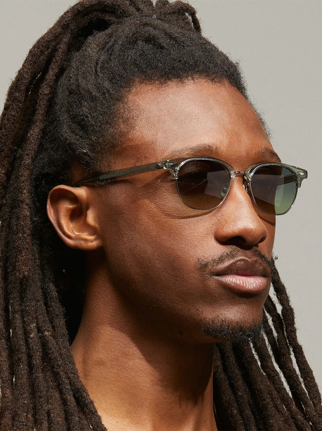 Moscot - Aygen Sunglasses - Sage / Silver - Forest Wood Lens - 51 (Average)