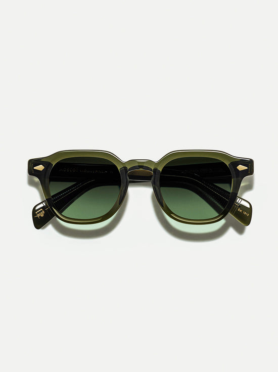 Moscot - Dolt Sunglasses in Dark Green 49 (Wide) - Forest Wood Lens
