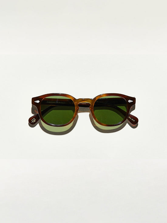 Moscot - Lemtosh Sunglasses in Tobacco 49 (Wide) - Calibar Green Lens