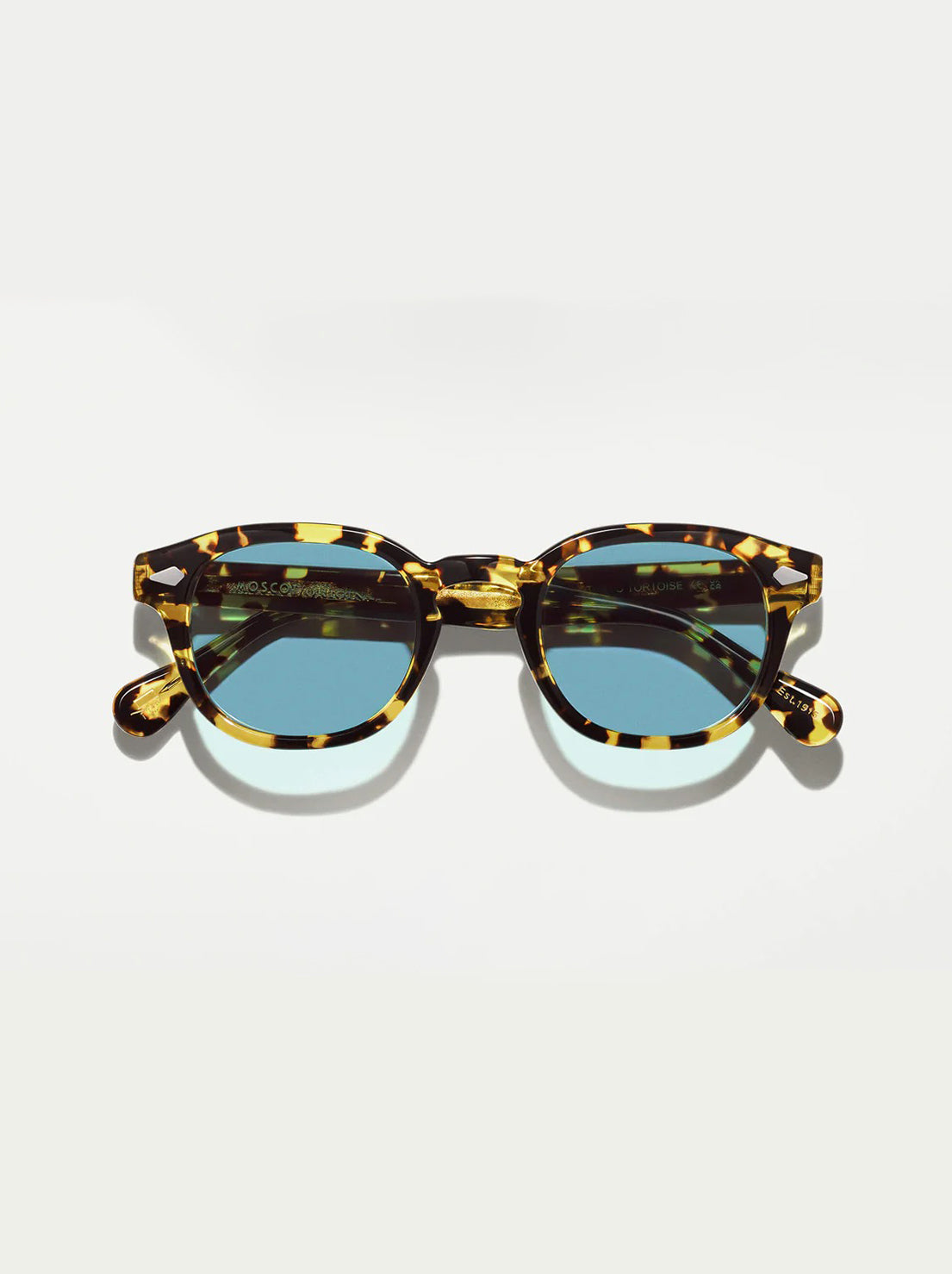 Moscot - Lemtosh Sunglasses in Tokyo Tortoise 46 (Reg) - Blue Glass Lens