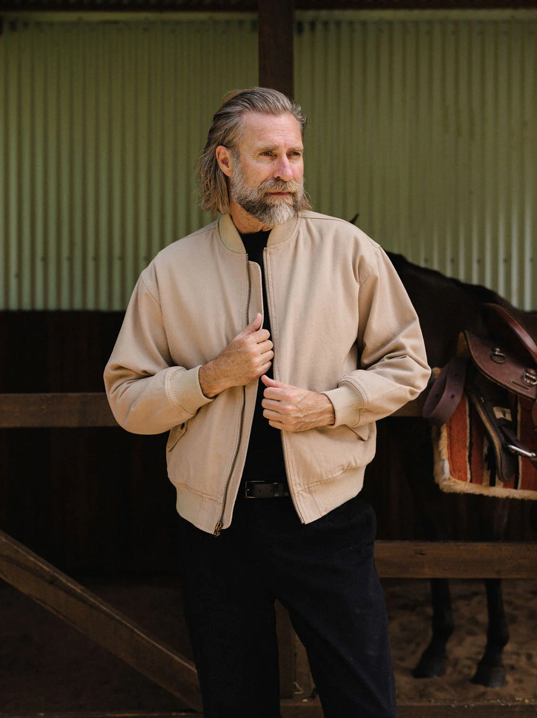 Mr Simple - Bourke Oversized Bomber Jacket - Stone