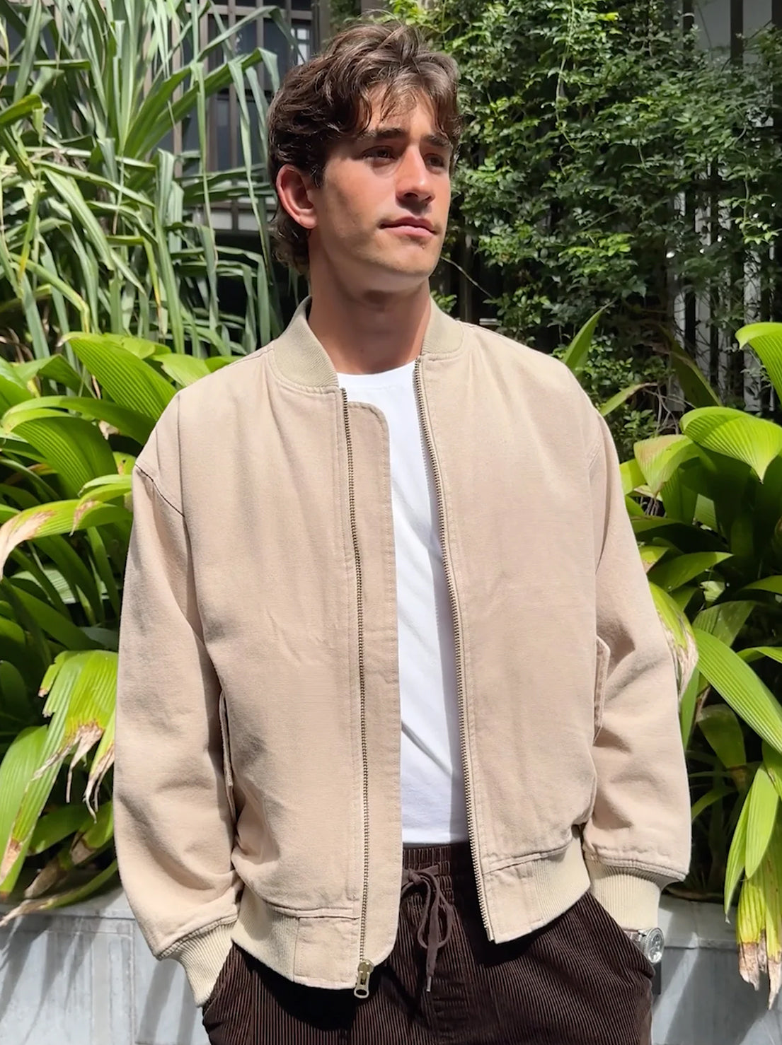 Mr Simple - Bourke Oversized Bomber Jacket - Stone