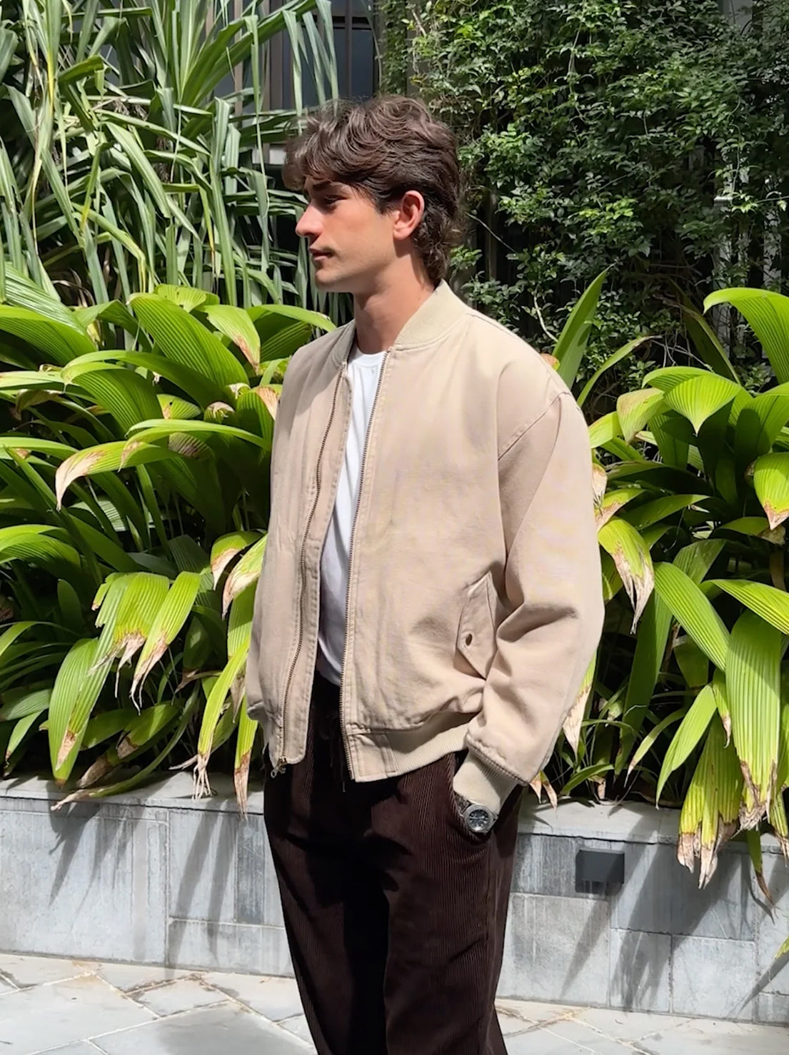 Mr Simple - Bourke Oversized Bomber Jacket - Stone