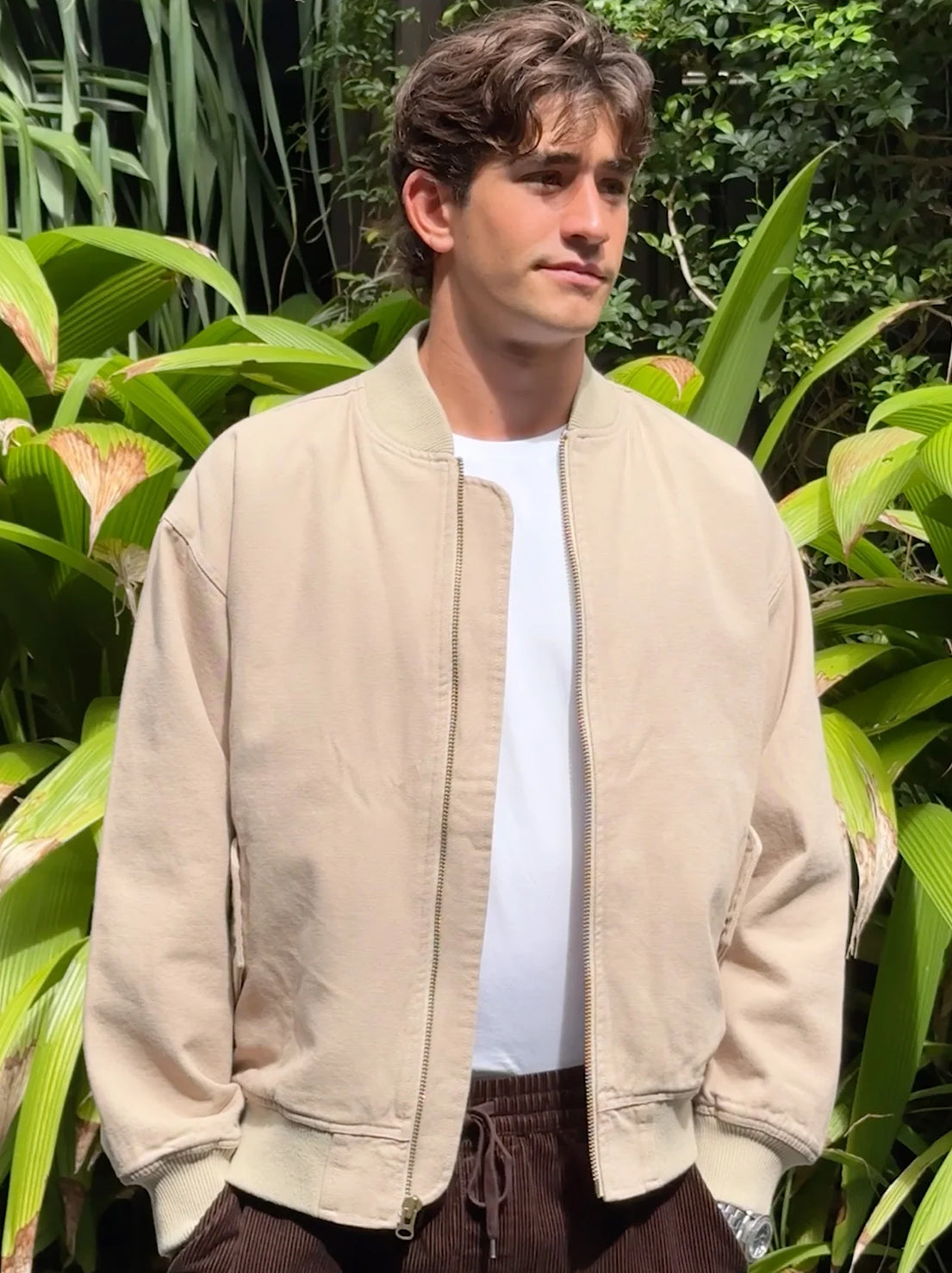 Mr Simple - Bourke Oversized Bomber Jacket - Stone