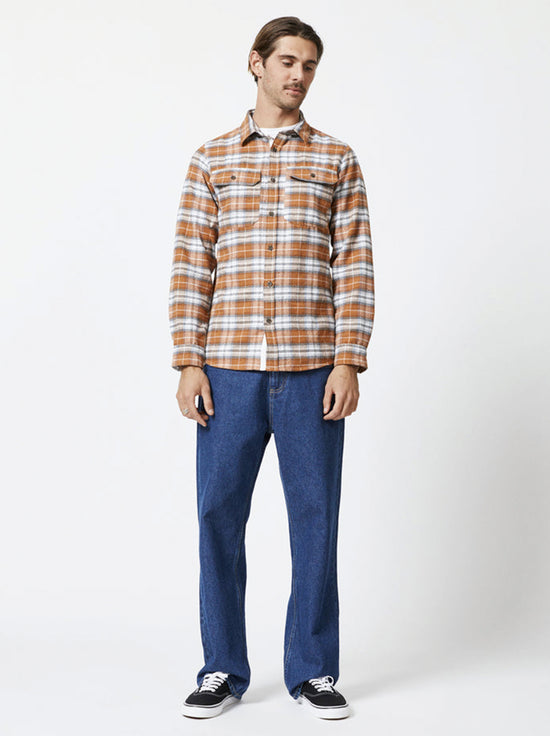 Mr Simple - Classic Flannel L/S Shirt - Ochre