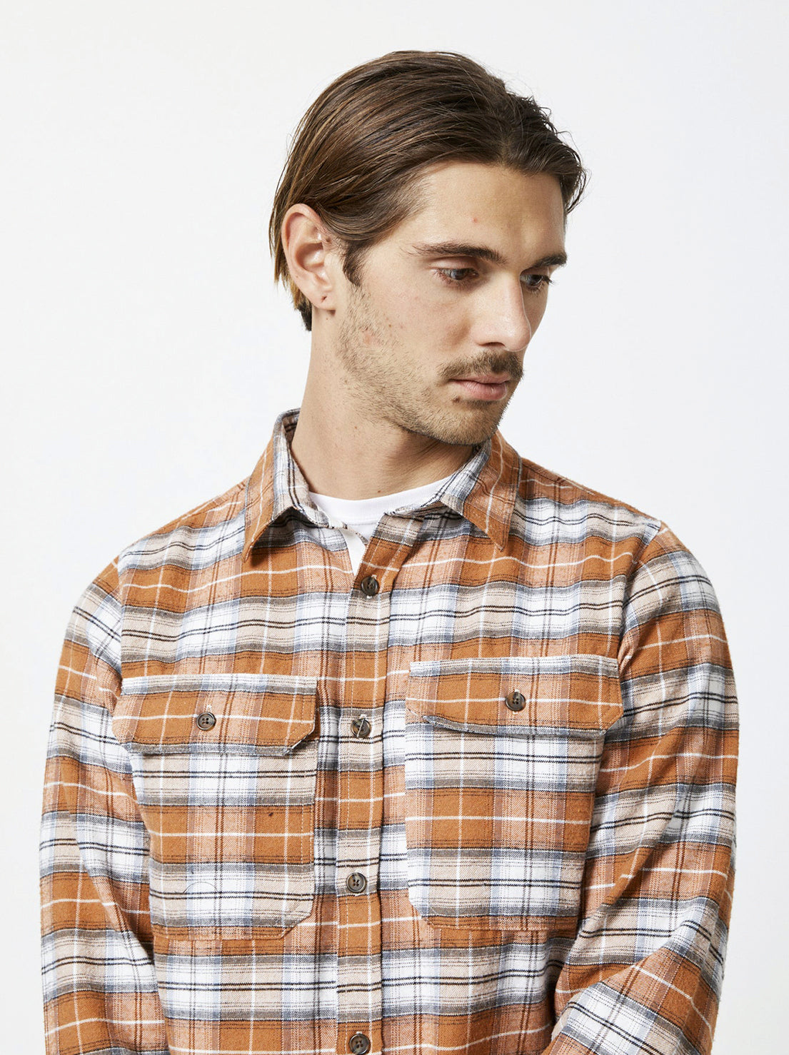 Mr Simple - Classic Flannel LS Shirt - Ochre