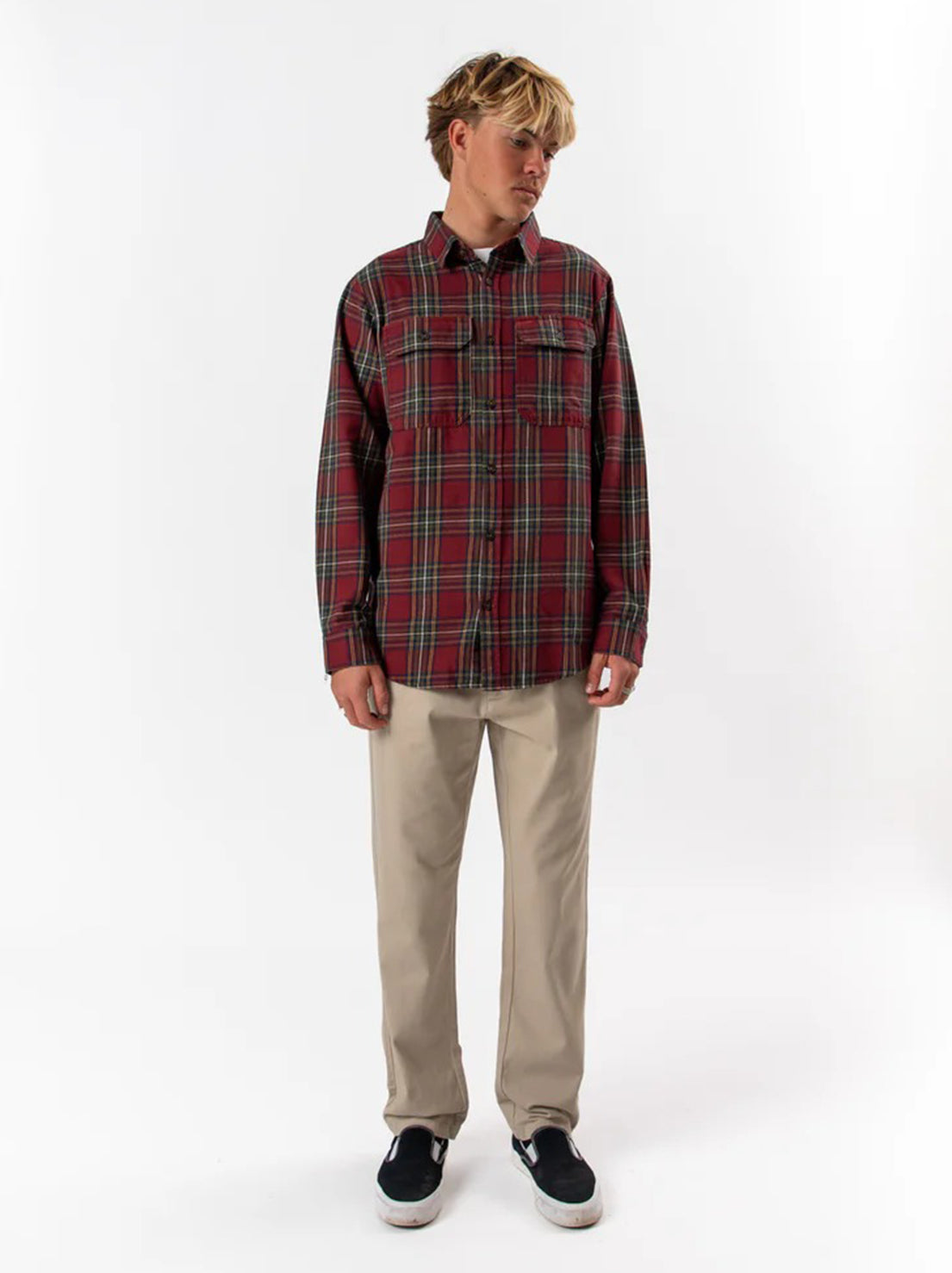 Mr Simple - Classic Flannel L/S Shirt - Red