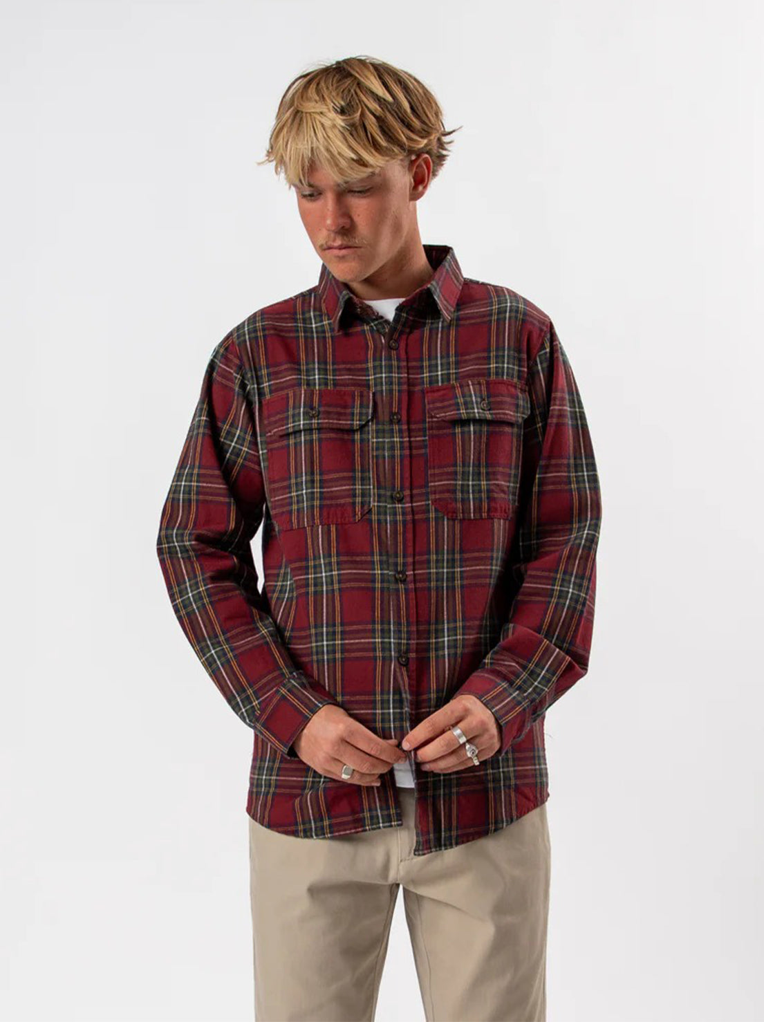 Mr Simple - Classic Flannel L/S Shirt - Red