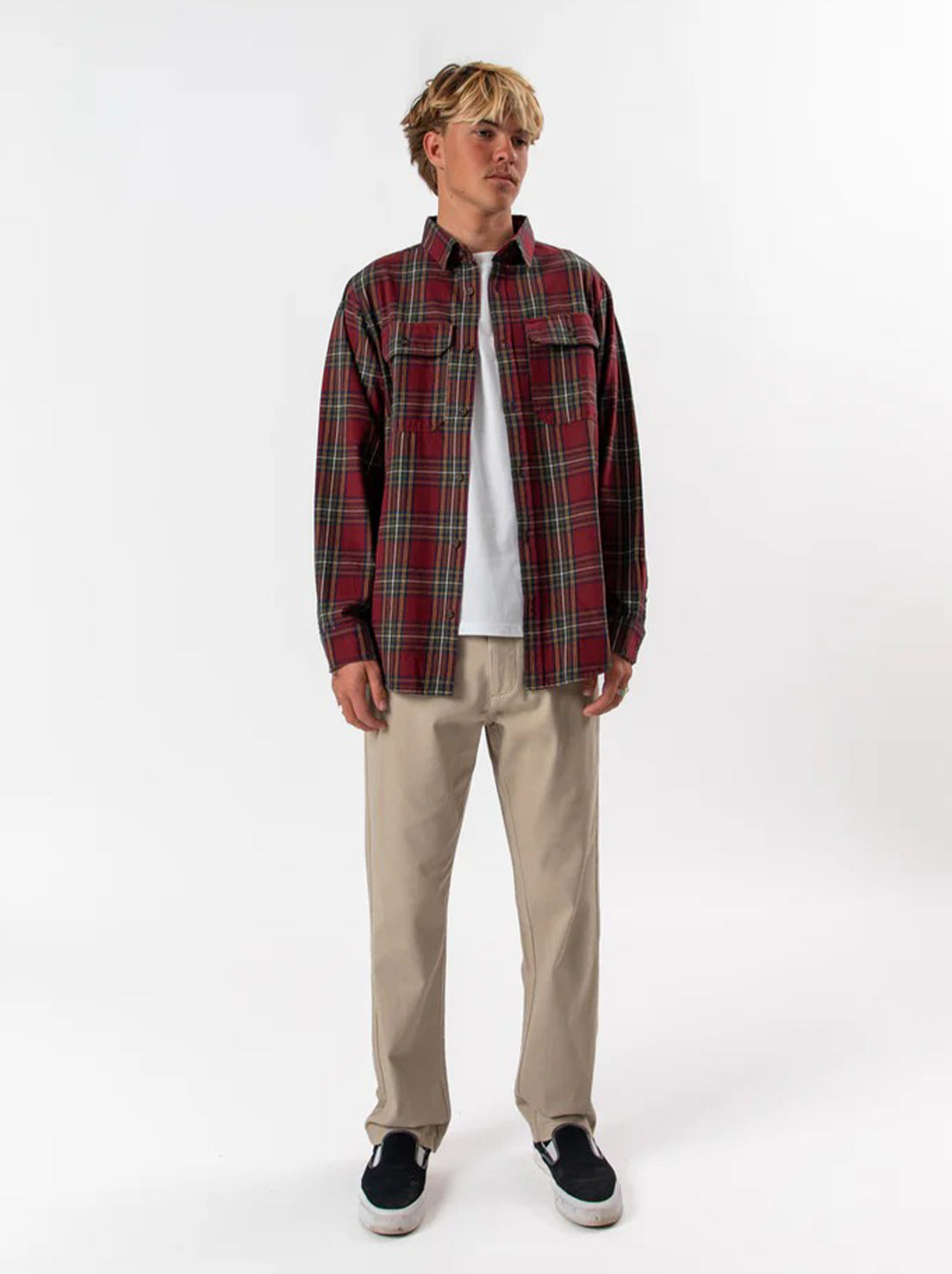 Mr Simple - Classic Flannel L/S Shirt - Red