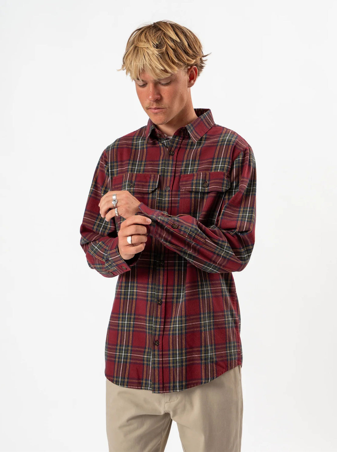 Mr Simple - Classic Flannel L/S Shirt - Red