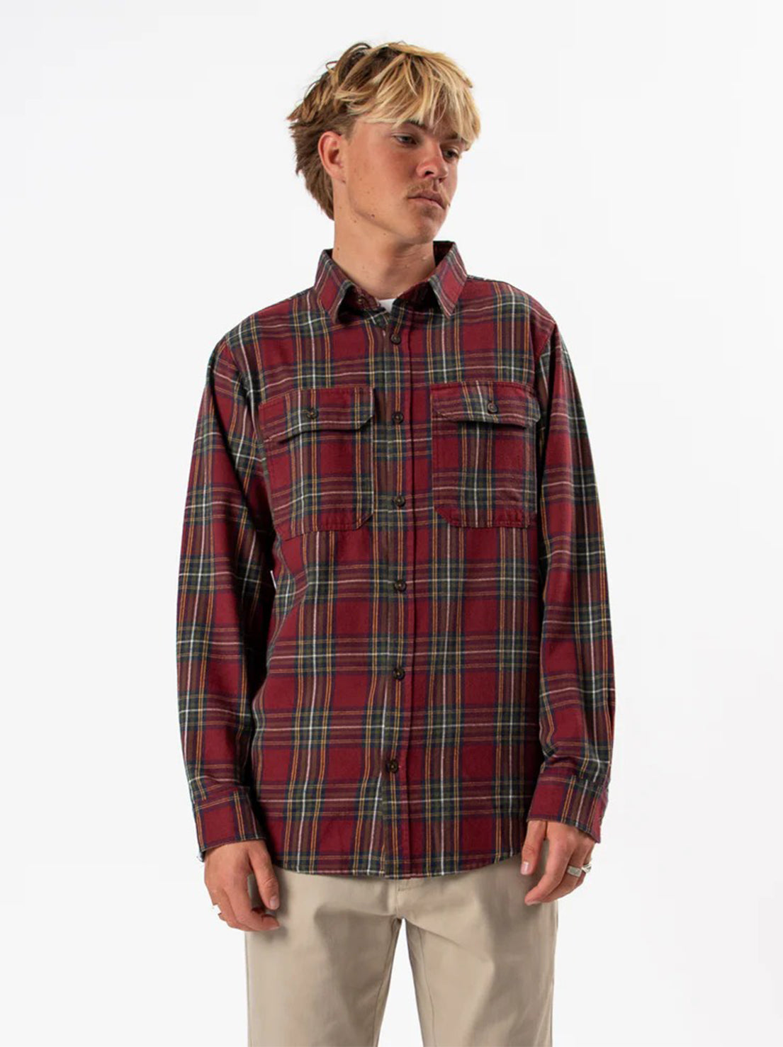 Mr Simple - Classic Flannel L/S Shirt - Red