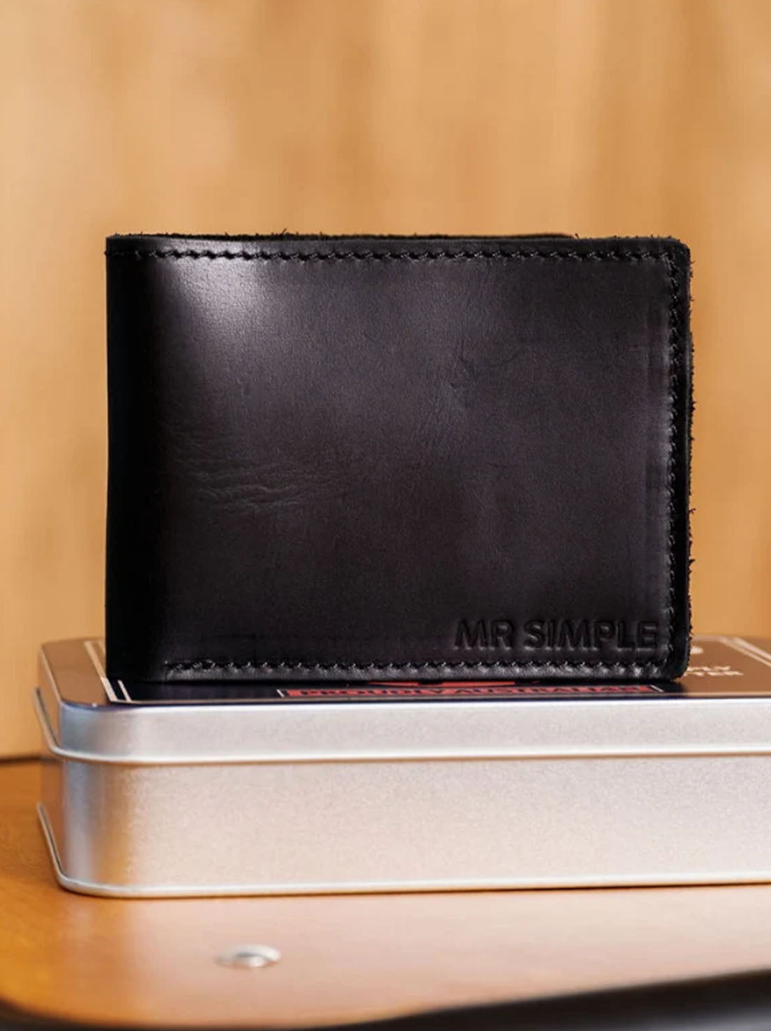 Mr Simple - Conrad Bi-folding Wallet - Veg Tan - Raw Black