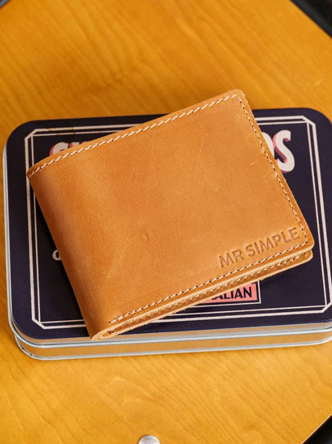 Mr Simple - Conrad Bi-folding Wallet - Veg Tan - Raw Tan