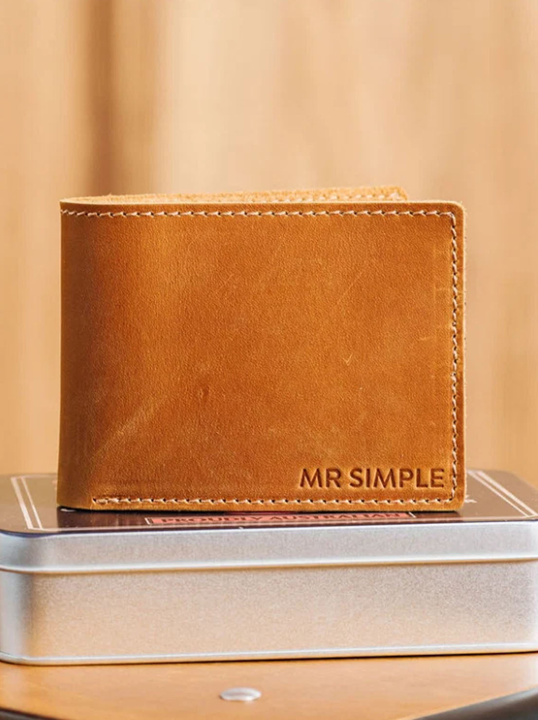 Mr Simple - Conrad Bi-folding Wallet - Veg Tan - Raw Tan