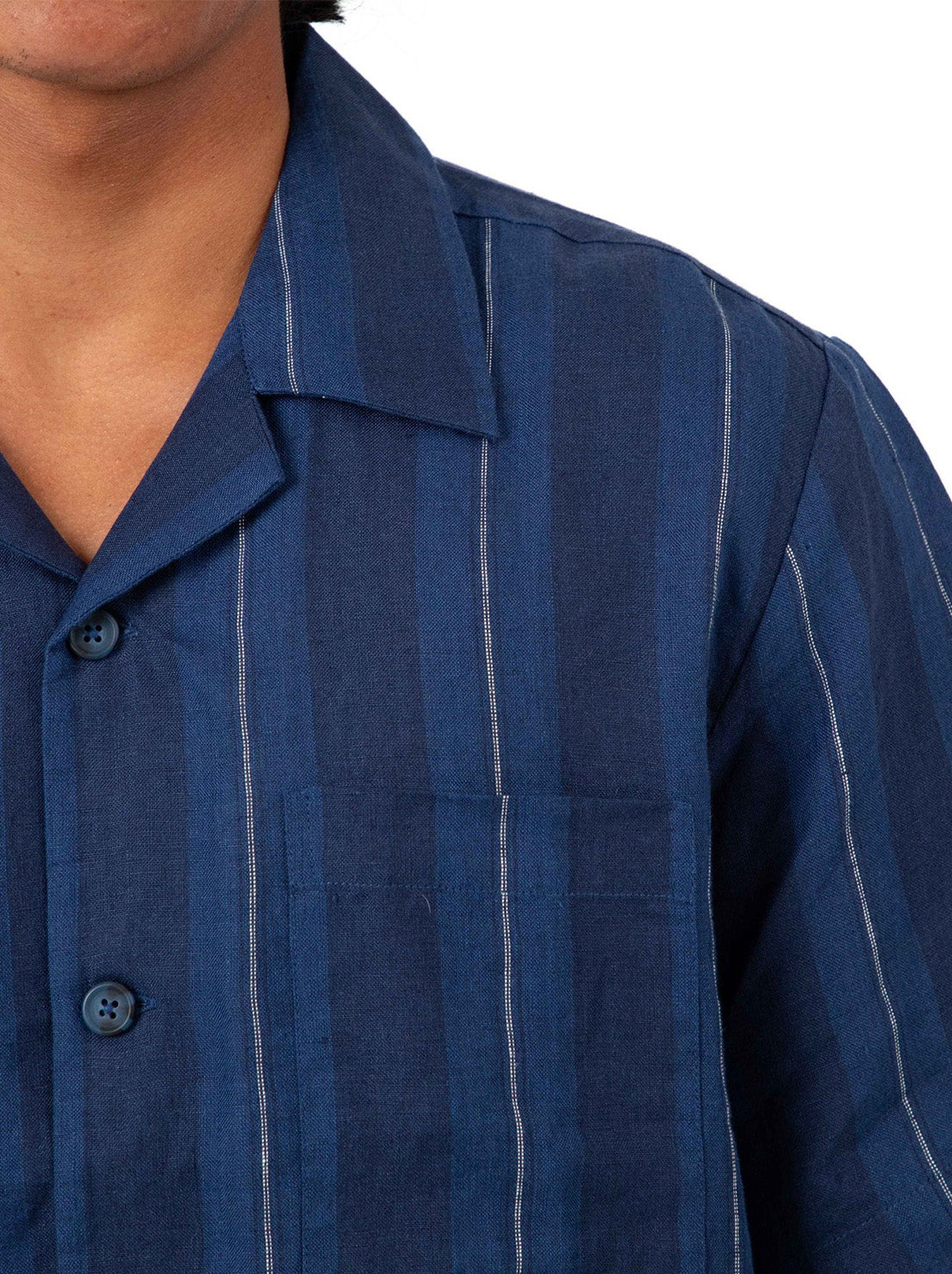 Mr Simple - Cuban Short Sleeve Shirt - Streamline Navy