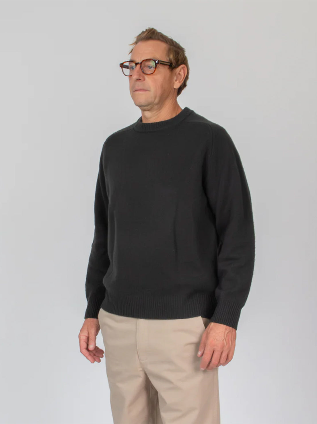 Mr Simple - Fred Crew Knit - Charcoal Marle