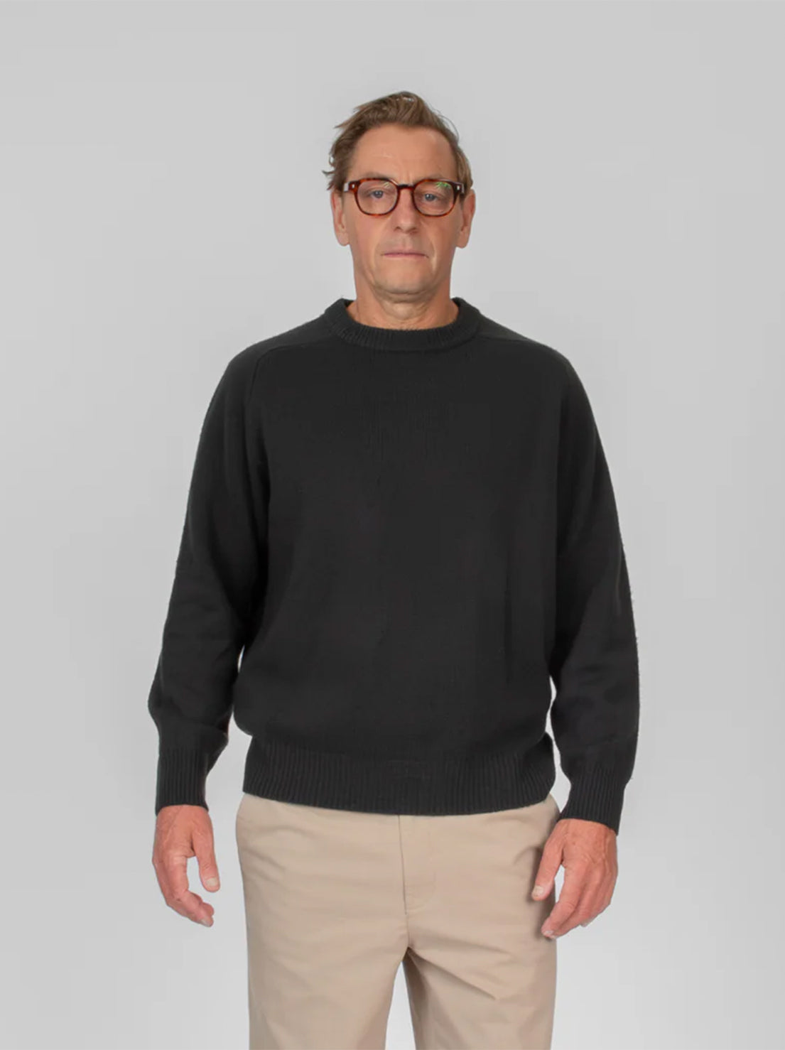 Mr Simple - Fred Crew Knit - Charcoal Marle