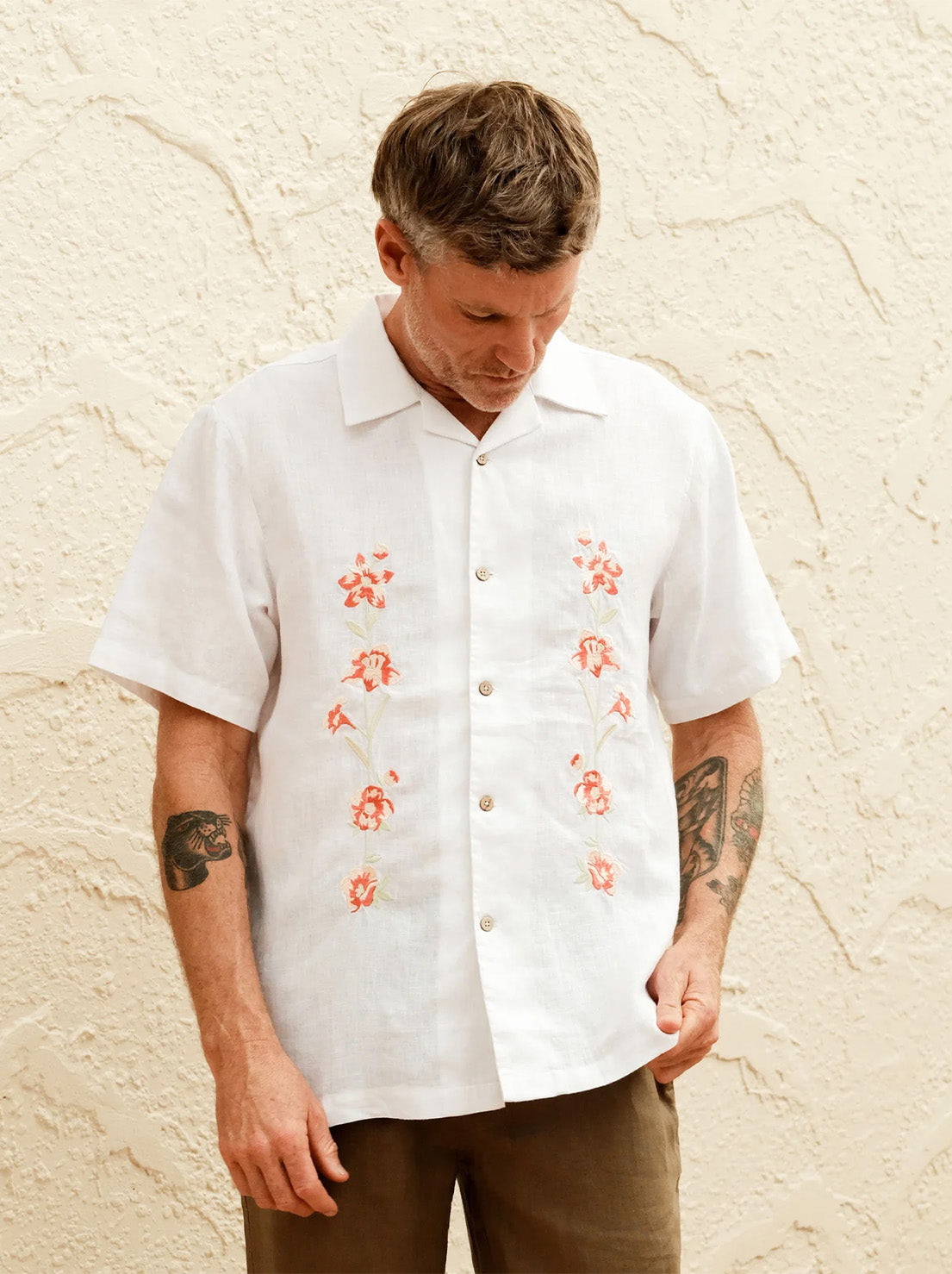 Mr Simple - Garden State Shirt - White/Flowers