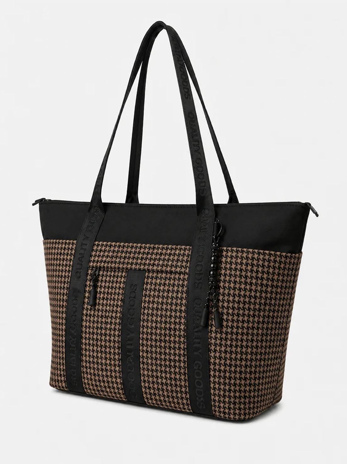 Mr Simple - Jasper Large Tote - Houndstooth Herringbone