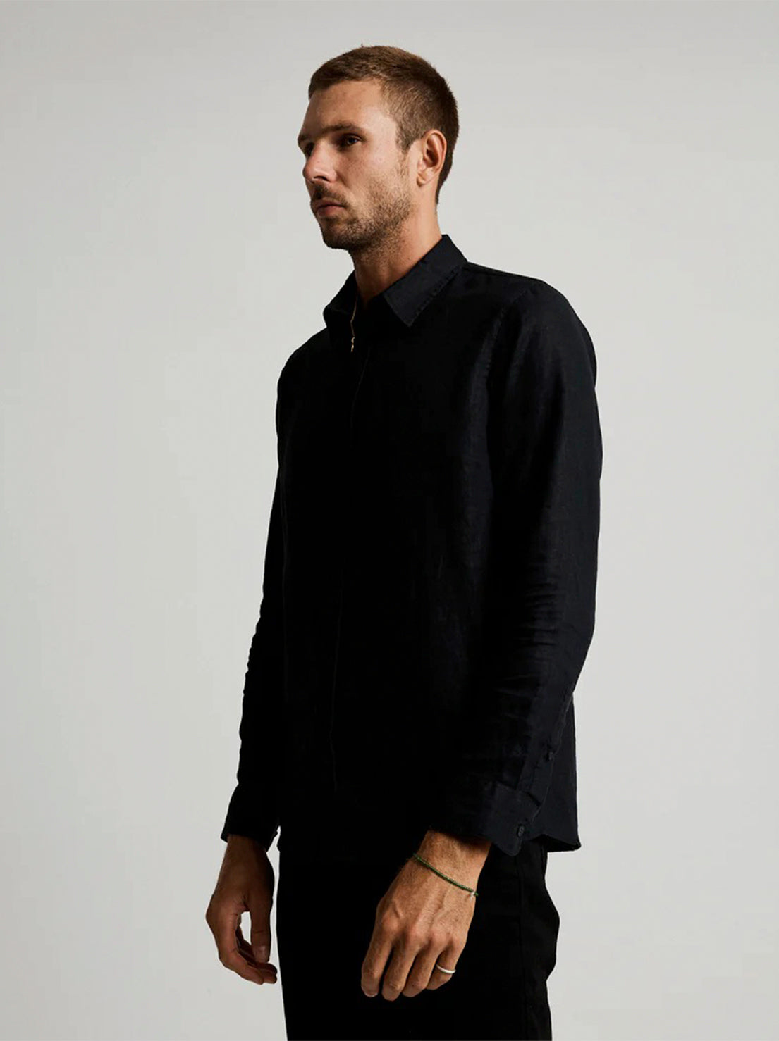 Mr Simple - Linen LS Shirt - Black