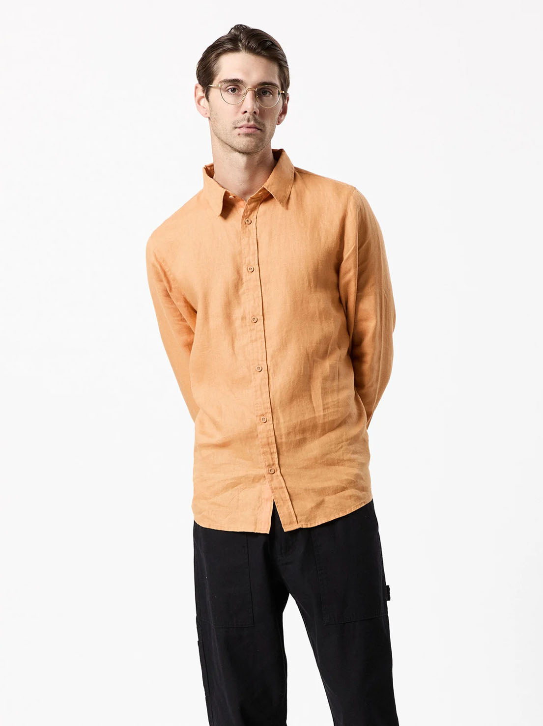 Mr Simple - Linen LS Shirt - Bronze