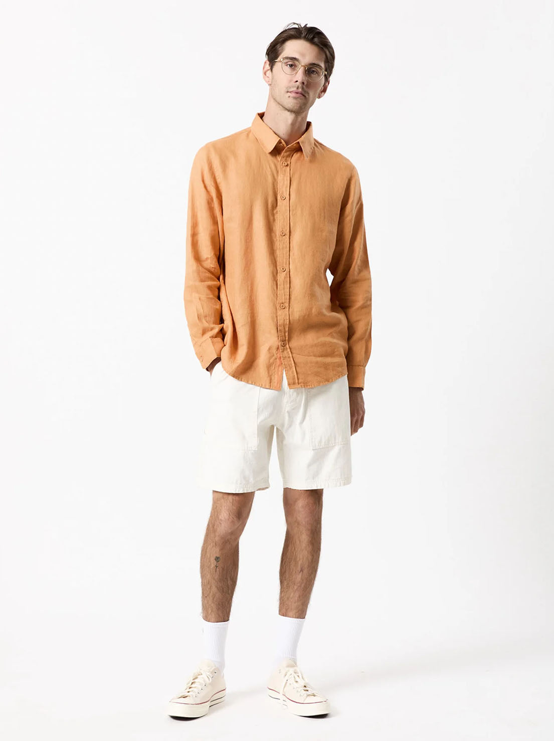 Mr Simple - Linen LS Shirt - Bronze