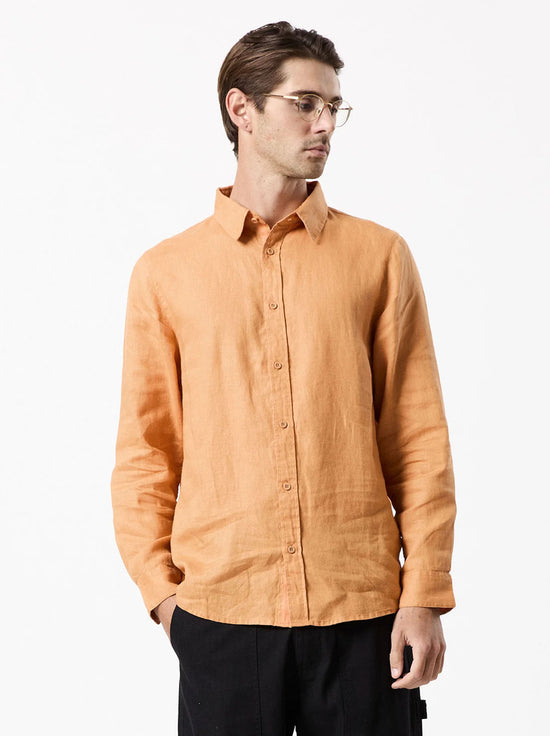 Mr Simple - Linen LS Shirt - Bronze