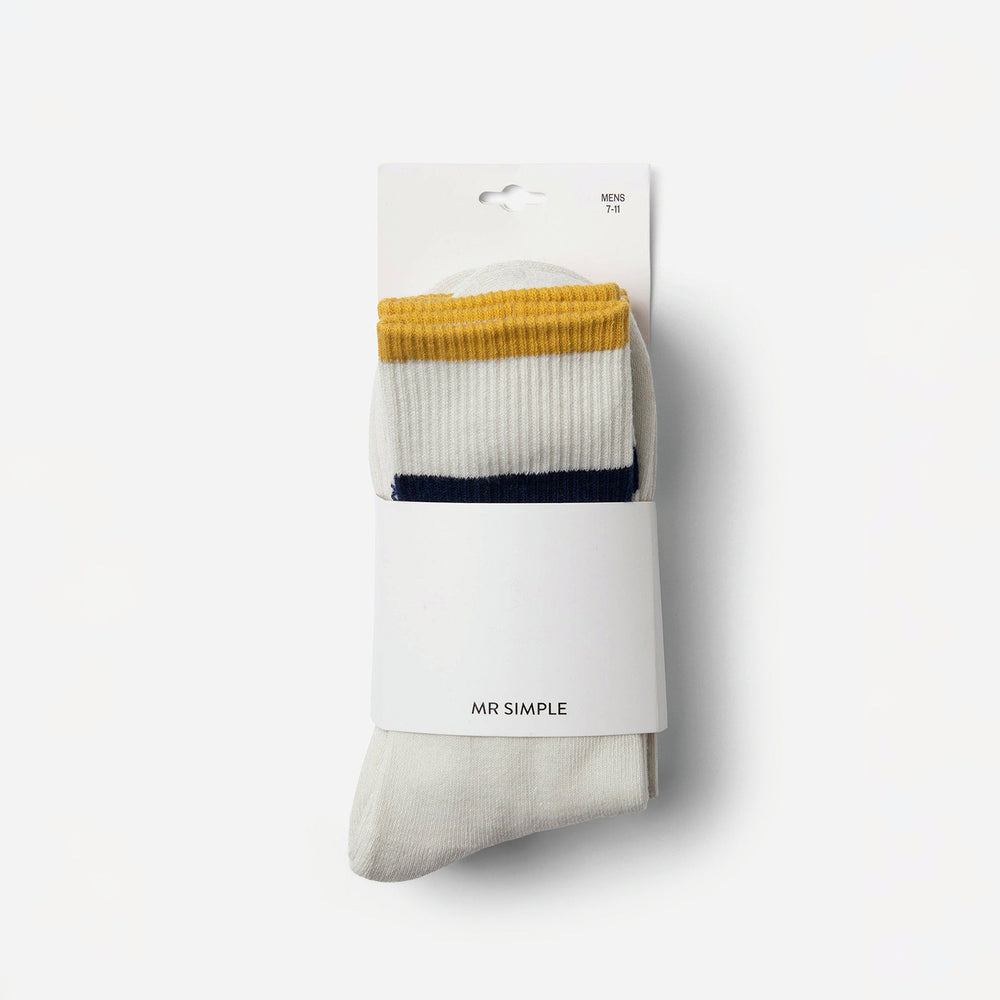 Mr Simple - Mister Sock 3 Pack - White / Mustard / Navy