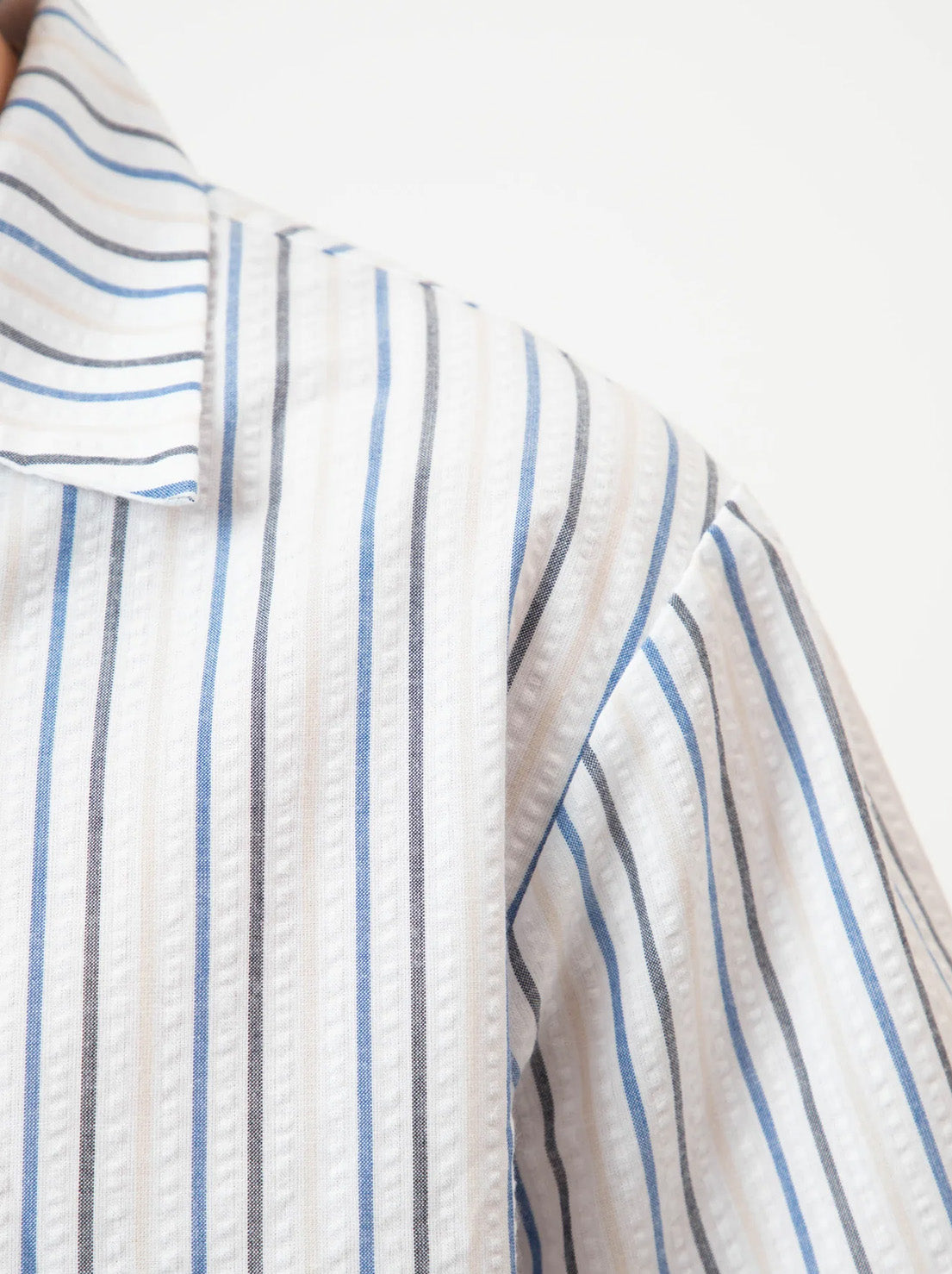 Mr Simple - Palm Beach Seersucker Shirt - White Multi Stripe