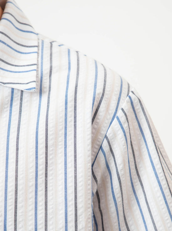 Mr Simple - Palm Beach Seersucker Shirt - White Multi Stripe