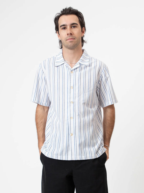 Mr Simple - Palm Beach Seersucker Shirt - White Multi Stripe