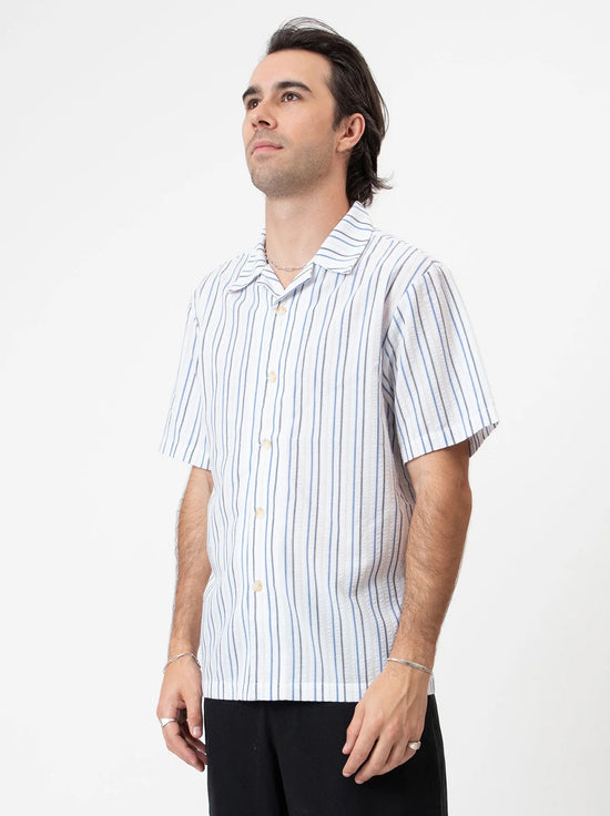 Mr Simple - Palm Beach Seersucker Shirt - White Multi Stripe