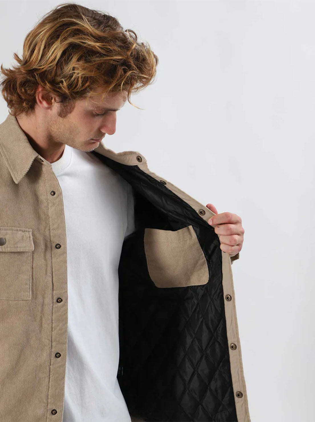 Mr Simple - Quilted Cord Jacket - Stone