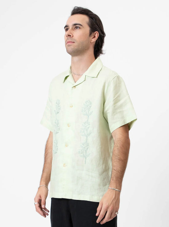 Mr Simple - Rover Embroidered Shirt -  Fog Green