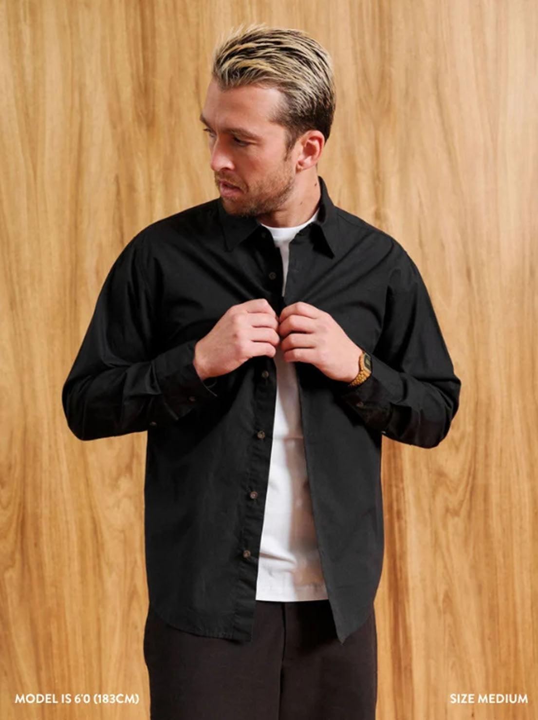 Mr Simple - Russel Long Sleeve Shirt - Black