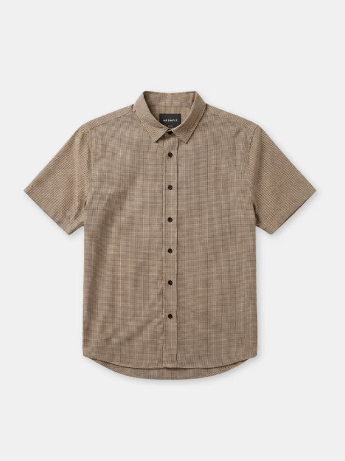 Mr Simple - Rustler Textured Short Sleeve Shirt - Stone Mini Check