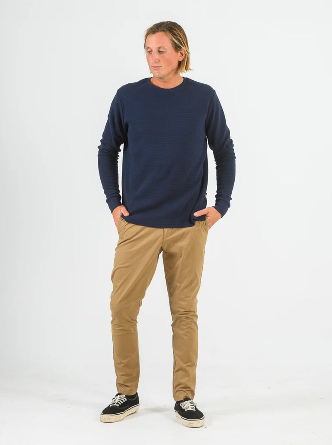 Mr Simple - Smith L/S Waffle - Navy