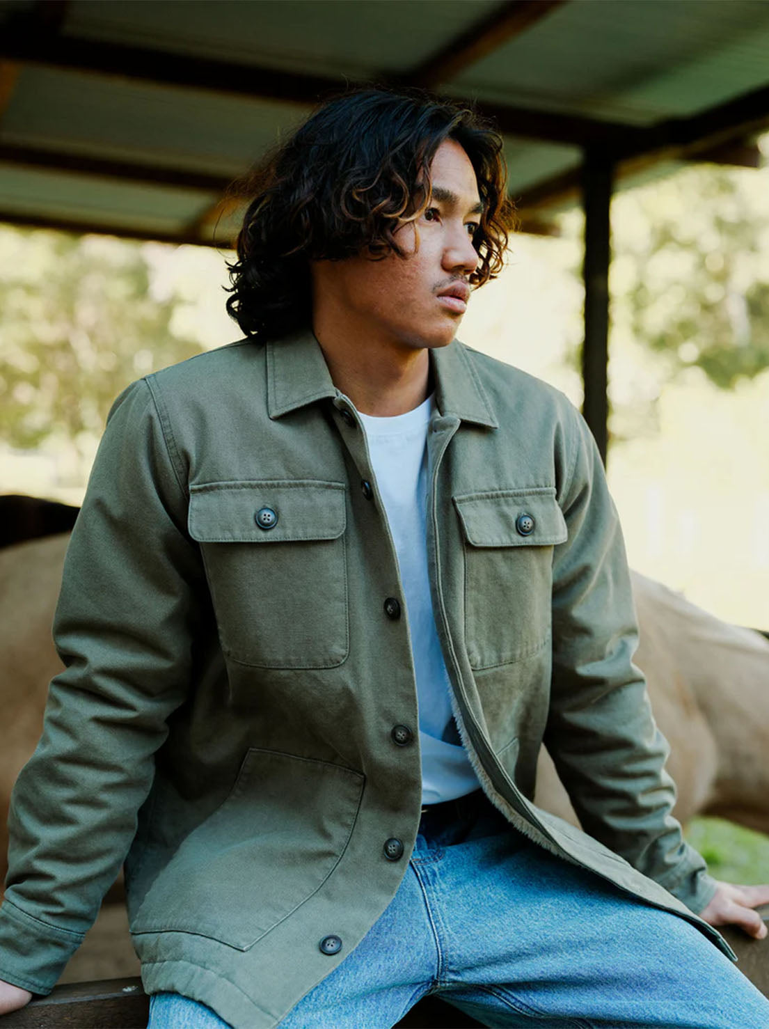 Mr Simple - Stockyard Sherpa Jacket - Fatigue