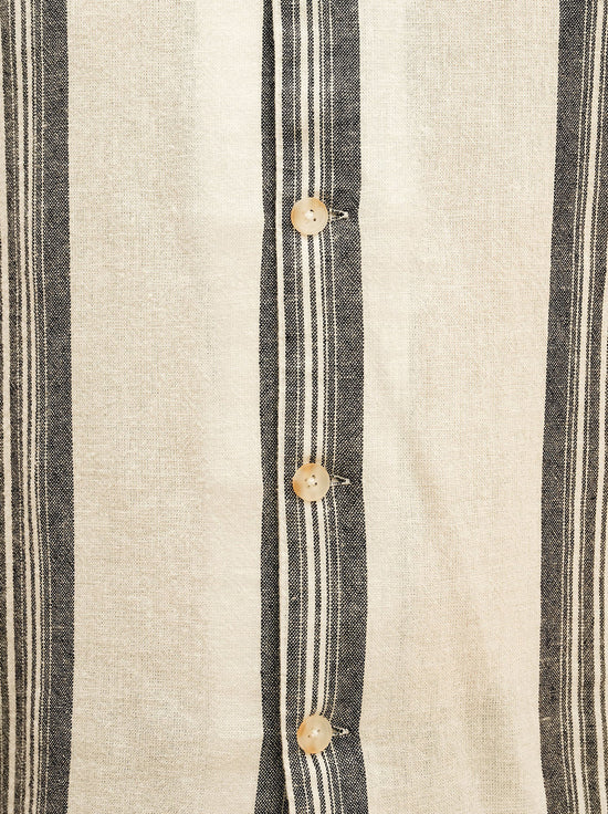 Mr Simple - Sun Lounge Short Sleeve Shirt - White Navy Stripe