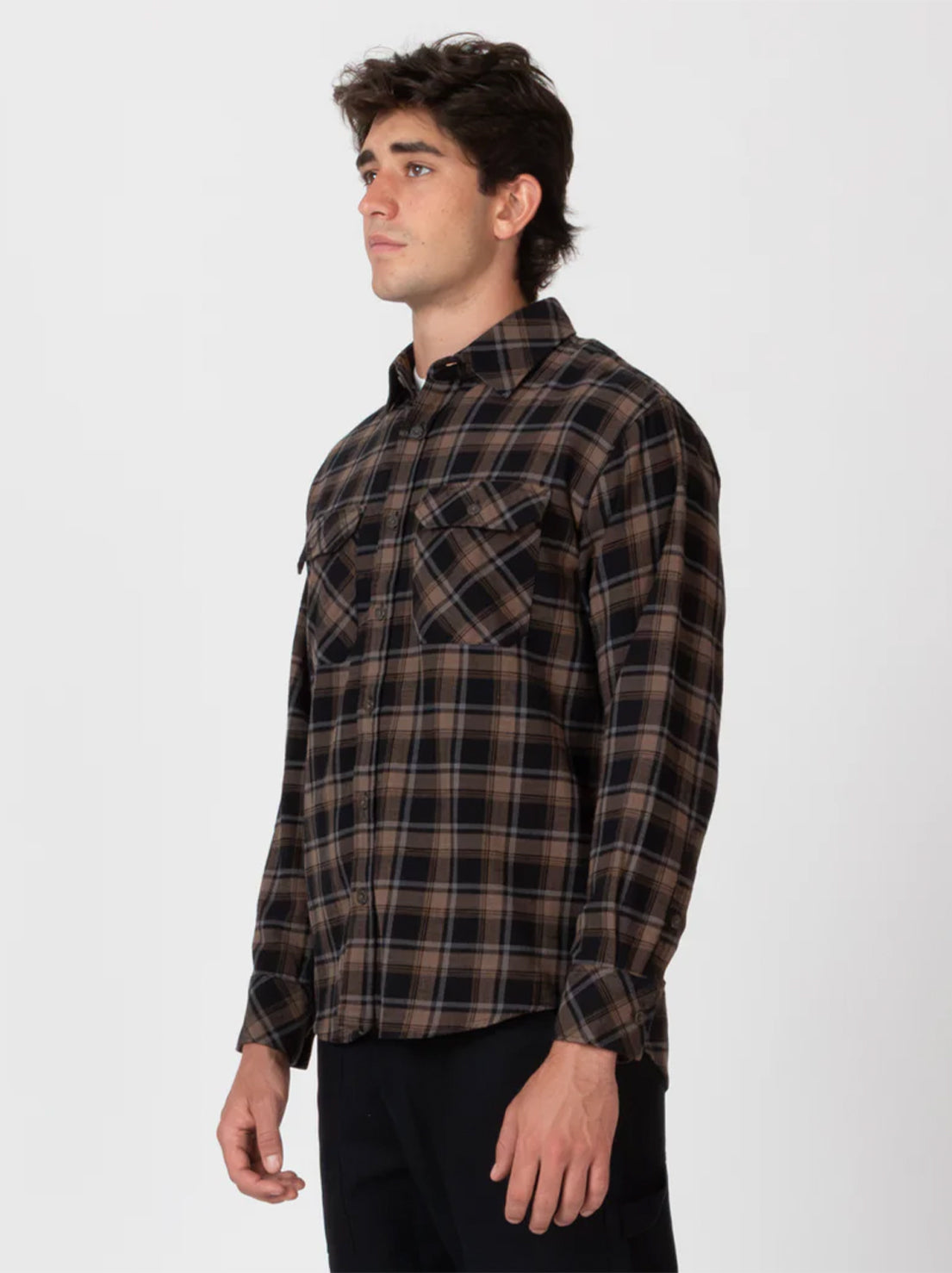 Mr Simple - Trevor Flanno Long Sleeve Shirt - Black Check